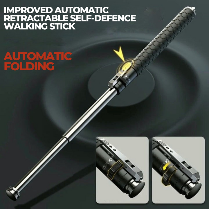 Bastón portátil de protección para exteriores, ideal para senderismo y autodefensa.
