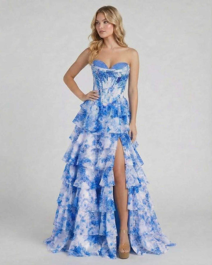 Elegante vestido maxi floral Azura blanco sin mangas, con estampado delicado y corte formal para mujer.