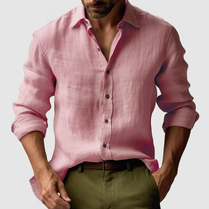 Camisa vintage hombre manga larga, tejido transpirable. Ideal para vestir casual o elegante.