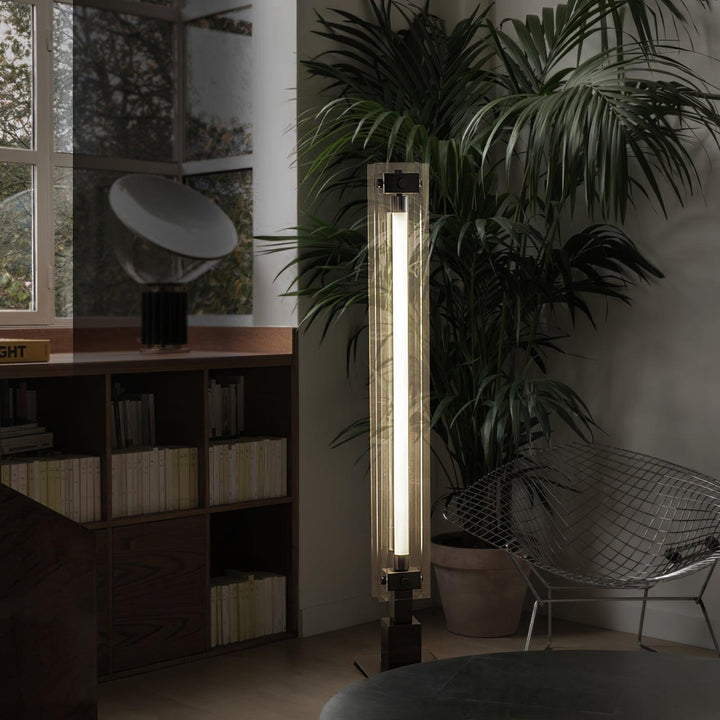 Lámpara de pie minimalista M29, pantalla de vidrio difusora de luz suave para decoración de hogar.