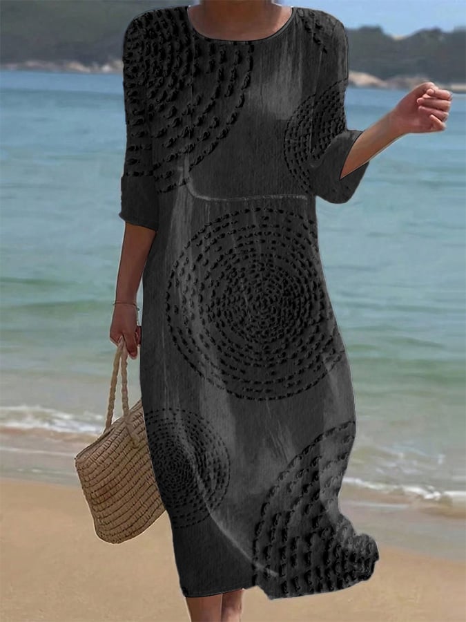Vestido midi de mujer con estilo elegante y femenino. Ropa casual y fluida, perfecta para primavera-verano.