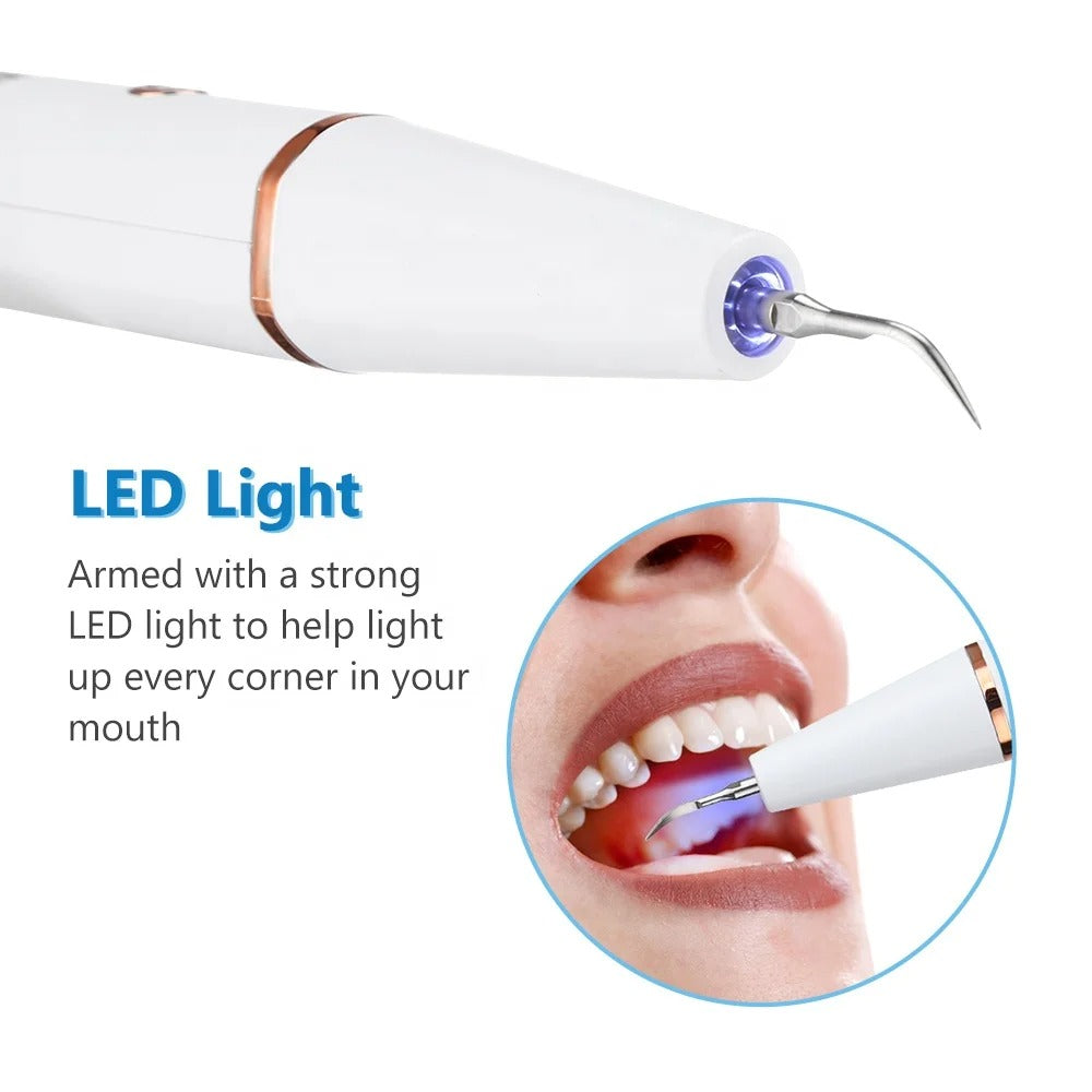 Tecnología ultrasónica avanzada para remover sarro y placa, esencial para la belleza y salud dental.