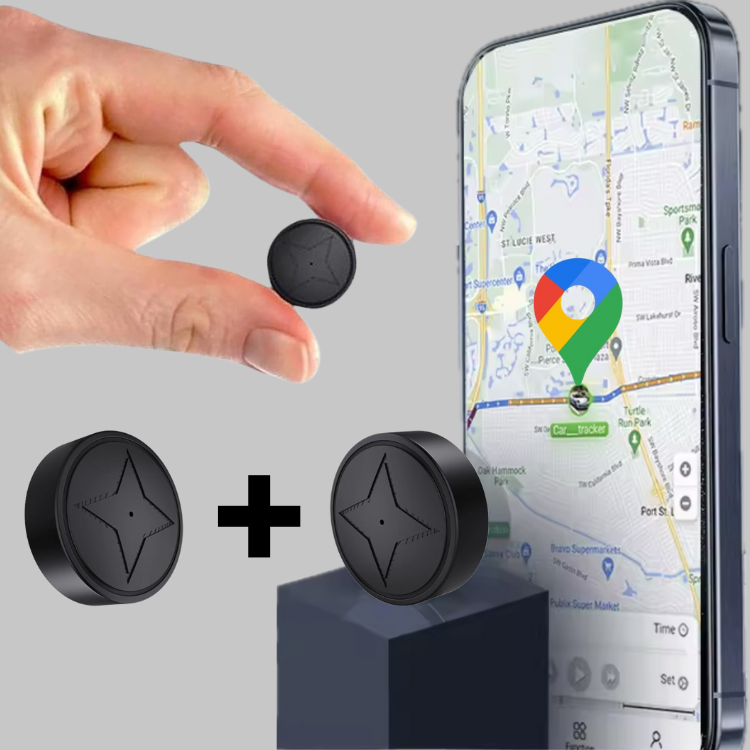 Localizador GPS magnético para seguridad de vehículo. Dispositivo compacto anti-robo con alerta de movimiento.