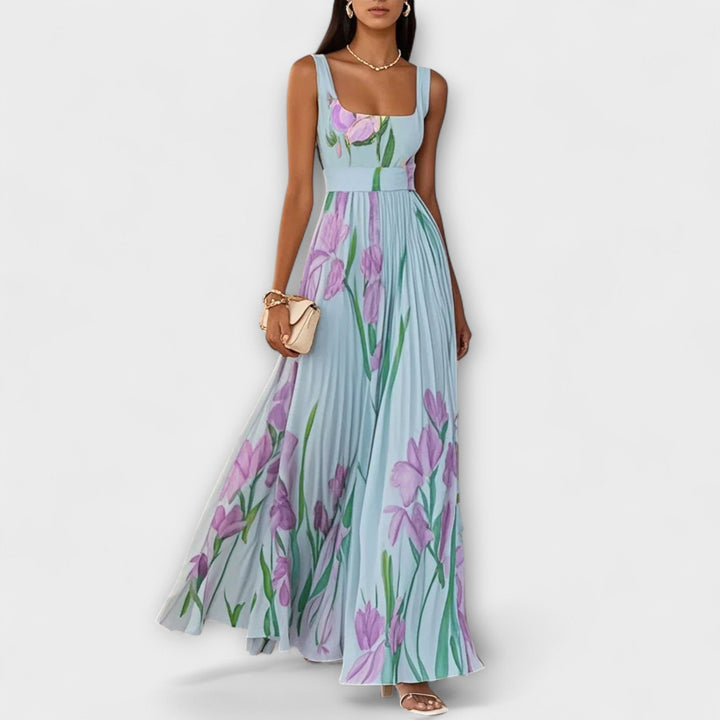 Vestido largo floral sin mangas para mujer, moda de verano, cómodo y elegante, con estampado romántico.