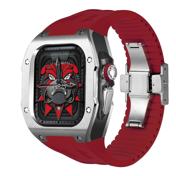 Set de funda titanio y correa de fluorocaucho blanca para Smartwatch Ultra 49mm, accesorio elegante.