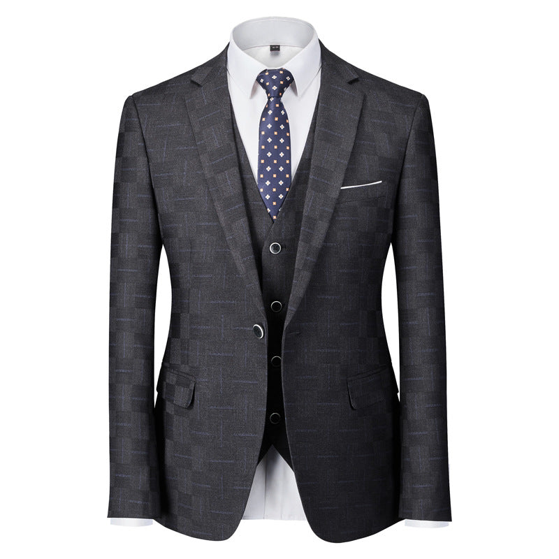 Traje de cuadros hombre slim fit, dos piezas. Americana y pantalón elegante para moda masculina y eventos formales.