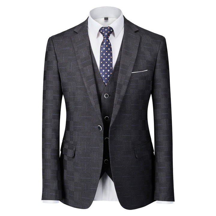 Traje de cuadros hombre slim fit, dos piezas. Americana y pantalón elegante para moda masculina y eventos formales.