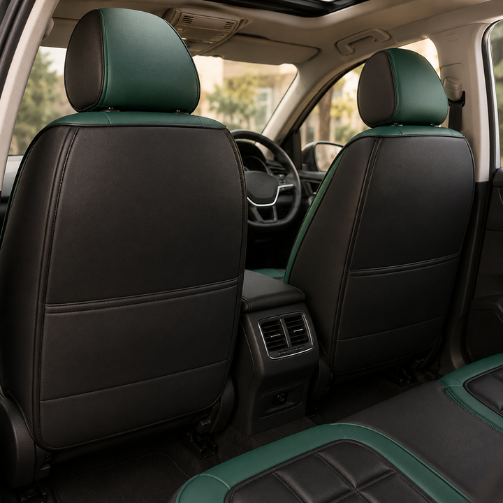 Funda protectora universal de asiento de coche, cuero PU negro clásico, confort superior.