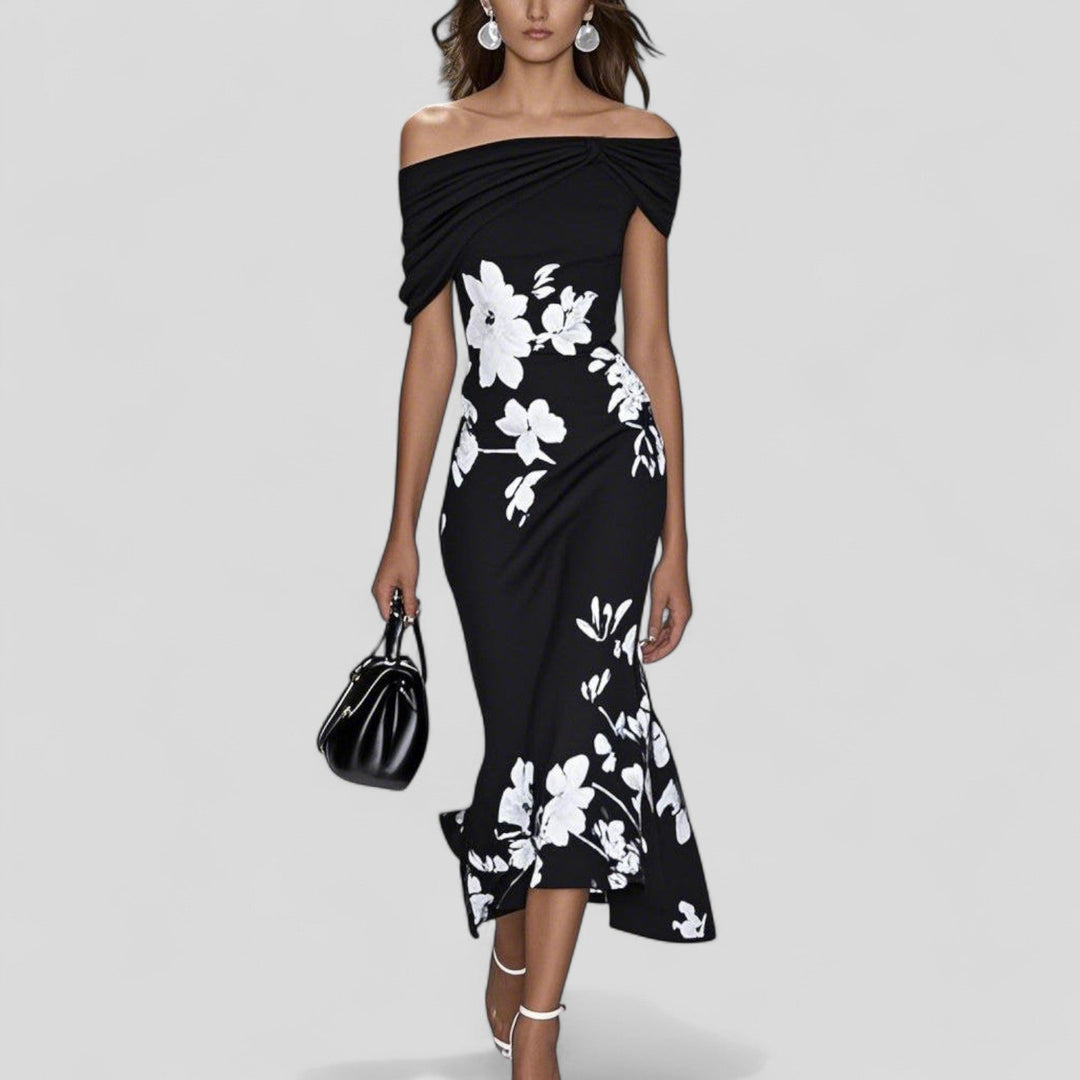 Vestido midi estampado para mujer con diseño floral. Ropa femenina elegante y versátil, ideal para el verano y comodidad diaria.
