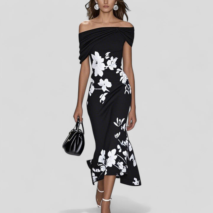 Vestido midi estampado para mujer con diseño floral. Ropa femenina elegante y versátil, ideal para el verano y comodidad diaria.