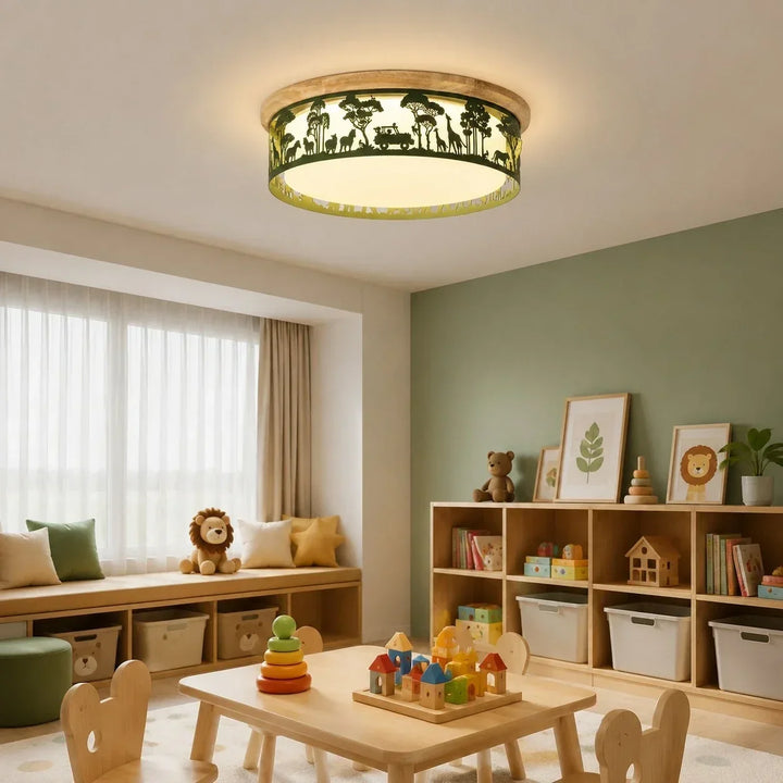 Diseño de lámpara LED decorativa con siluetas, ideal para iluminar cualquier estudio.