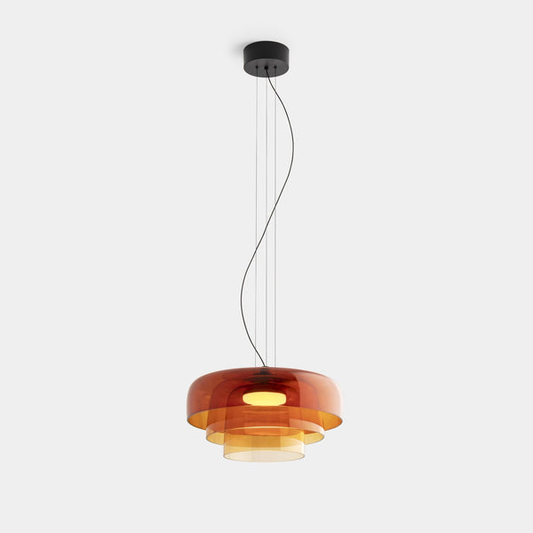 Lámpara de techo colgante estilo nórdico, cristal transparente y estructura metálica. Decora tu hogar.