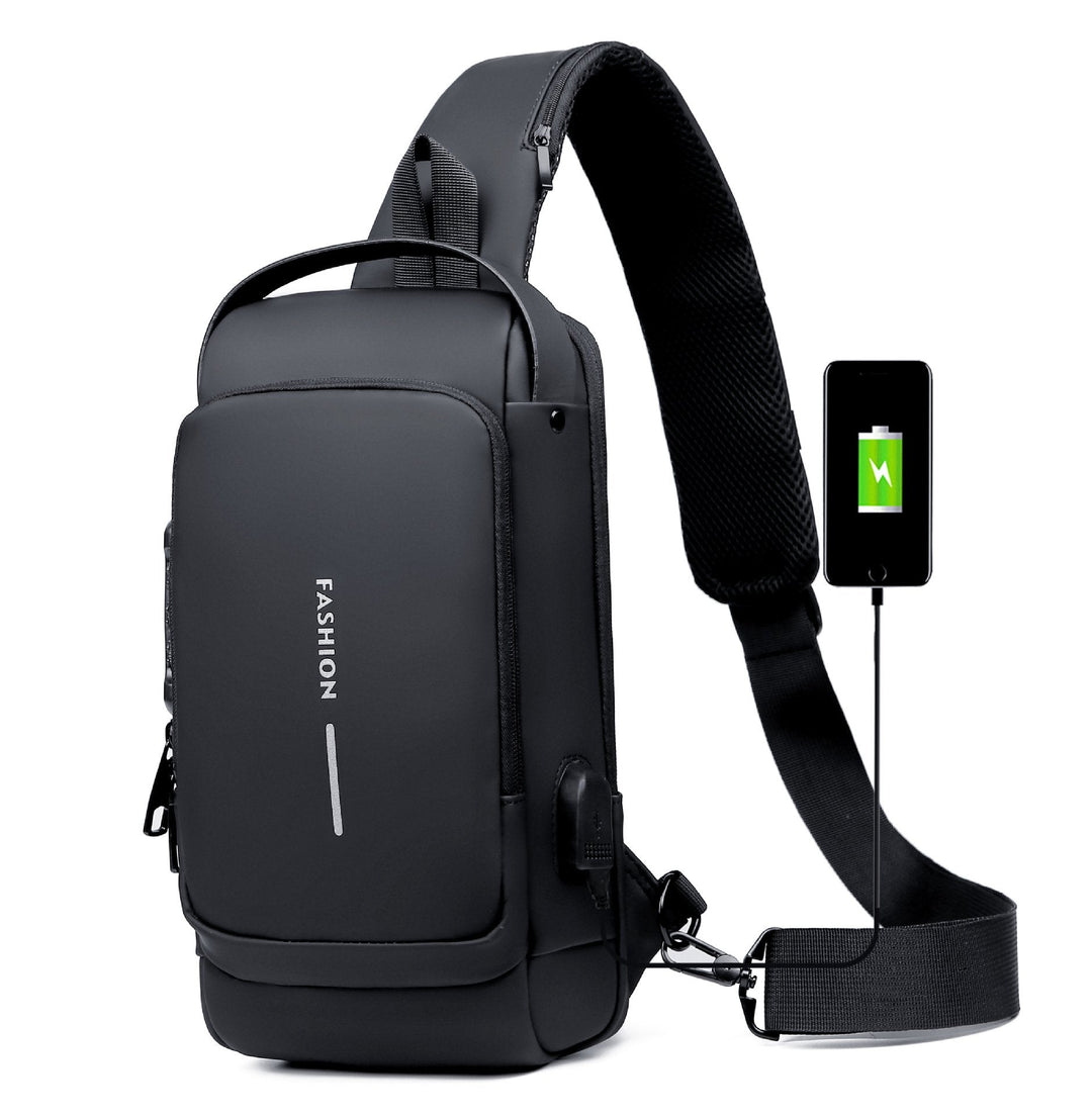 Antirrobo y compacto: bolso cruzado unisex con USB para tus aventuras.