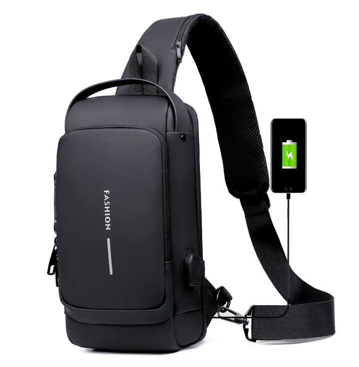 Antirrobo y compacto: bolso cruzado unisex con USB para tus aventuras.
