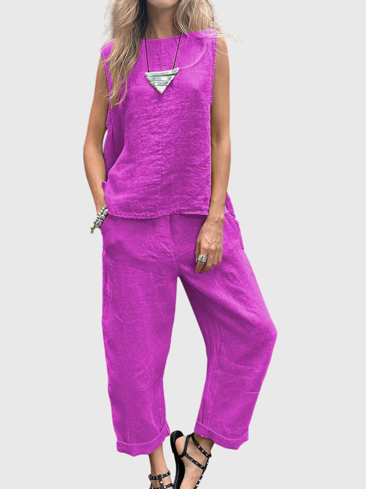 Moda Benita: conjunto de dos piezas cómodo y elegante para mujer, ideal para el verano con estilo chic.