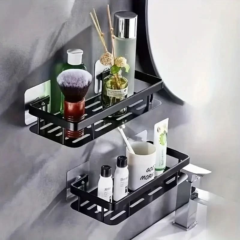 Organiza tu baño: estante adhesivo de pared. Sin taladrar, estilo nórdico moderno, para almacenaje funcional.