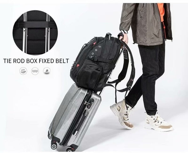 Mochila espaciosa antirrobo para viajes, senderismo o uso diario, con puerto USB y correas antideslizantes.