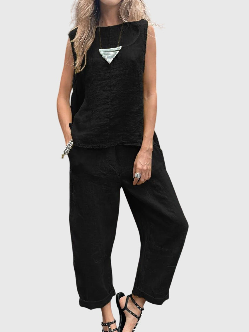 Conjunto casual de dos piezas Benita para mujer, transpirable y cómodo, perfecto para el estilo de verano.