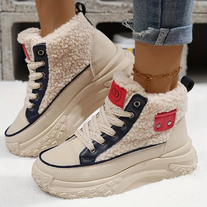 Botines caqui impermeables de mujer. Calzado de invierno versátil que ofrece comodidad y protección para la lluvia.