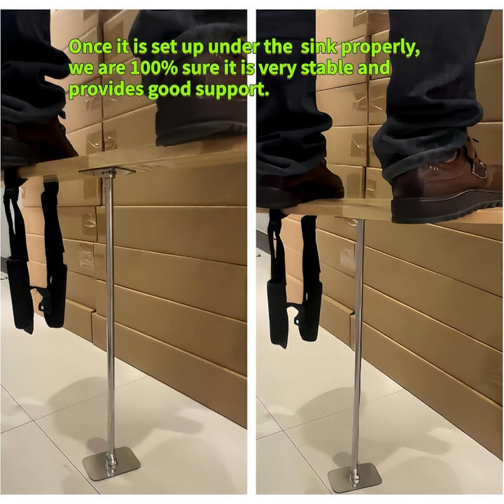 Soporte de acero inoxidable para lavabo bajo encimera, adaptable y estable para baño.