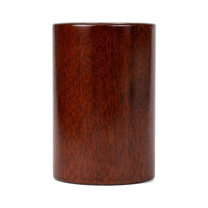 Almacenamiento elegante para oficina: portalápices alto de caoba, organizador cilíndrico de madera para bolígrafos y lápices.