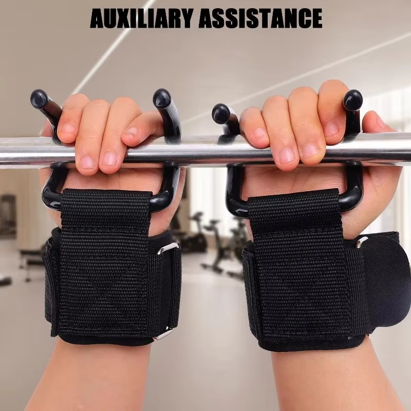 Muñequeras ajustables de agarres PowerHook Pro, brindando comodidad y soporte durante el entrenamiento.