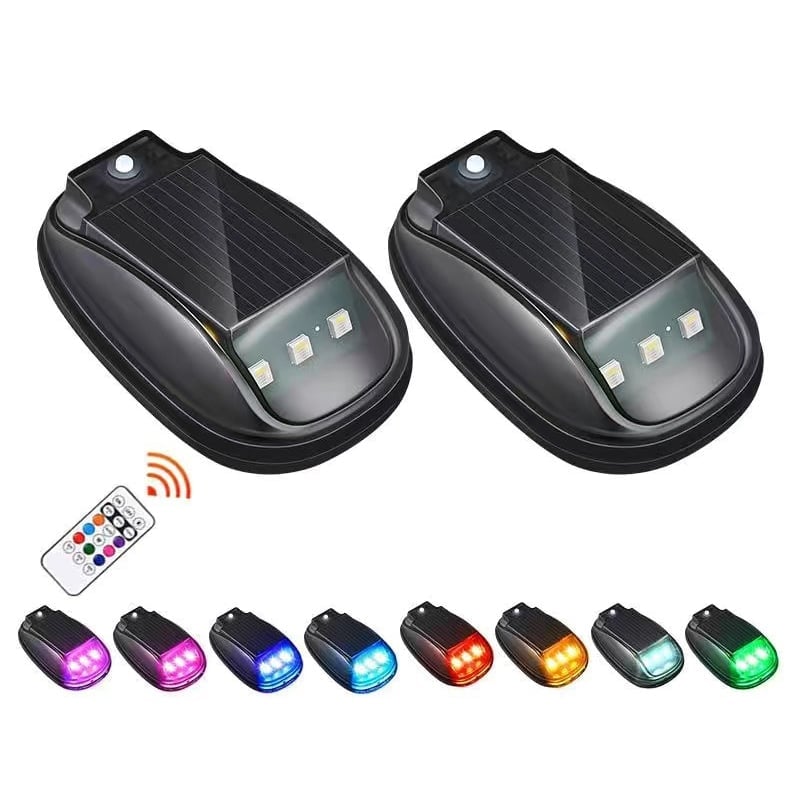 Luz estroboscópica RGB solar para automóvil, mejora seguridad nocturna del vehículo.