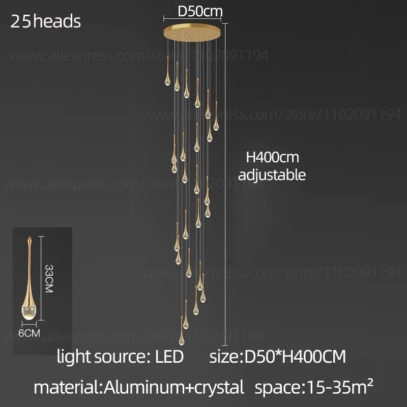 Lámpara contemporánea dorada, forma de lágrima, ideal para una decoración de hogar chic.