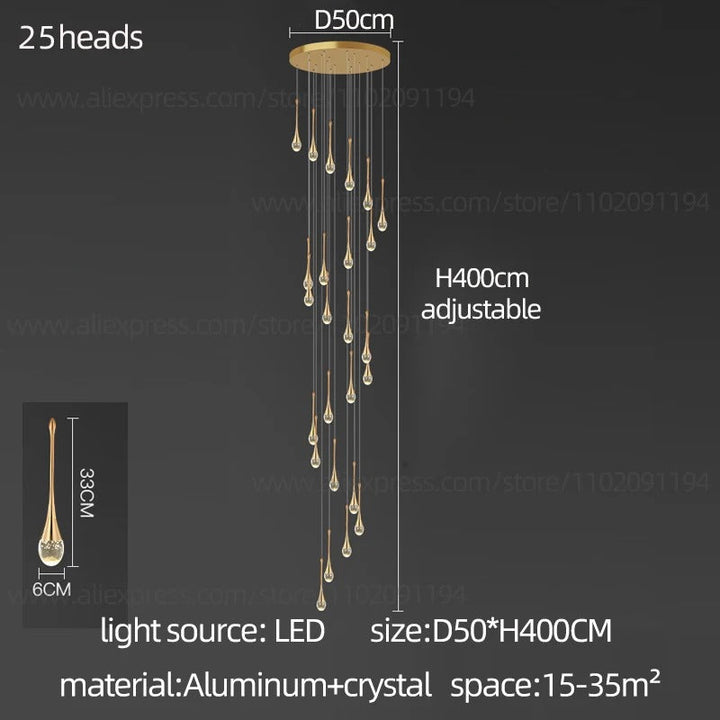 Lámpara contemporánea dorada, forma de lágrima, ideal para una decoración de hogar chic.
