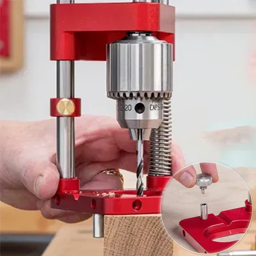 Herramienta manual guía de taladro portátil, ideal para perforaciones de madera con precisión.
