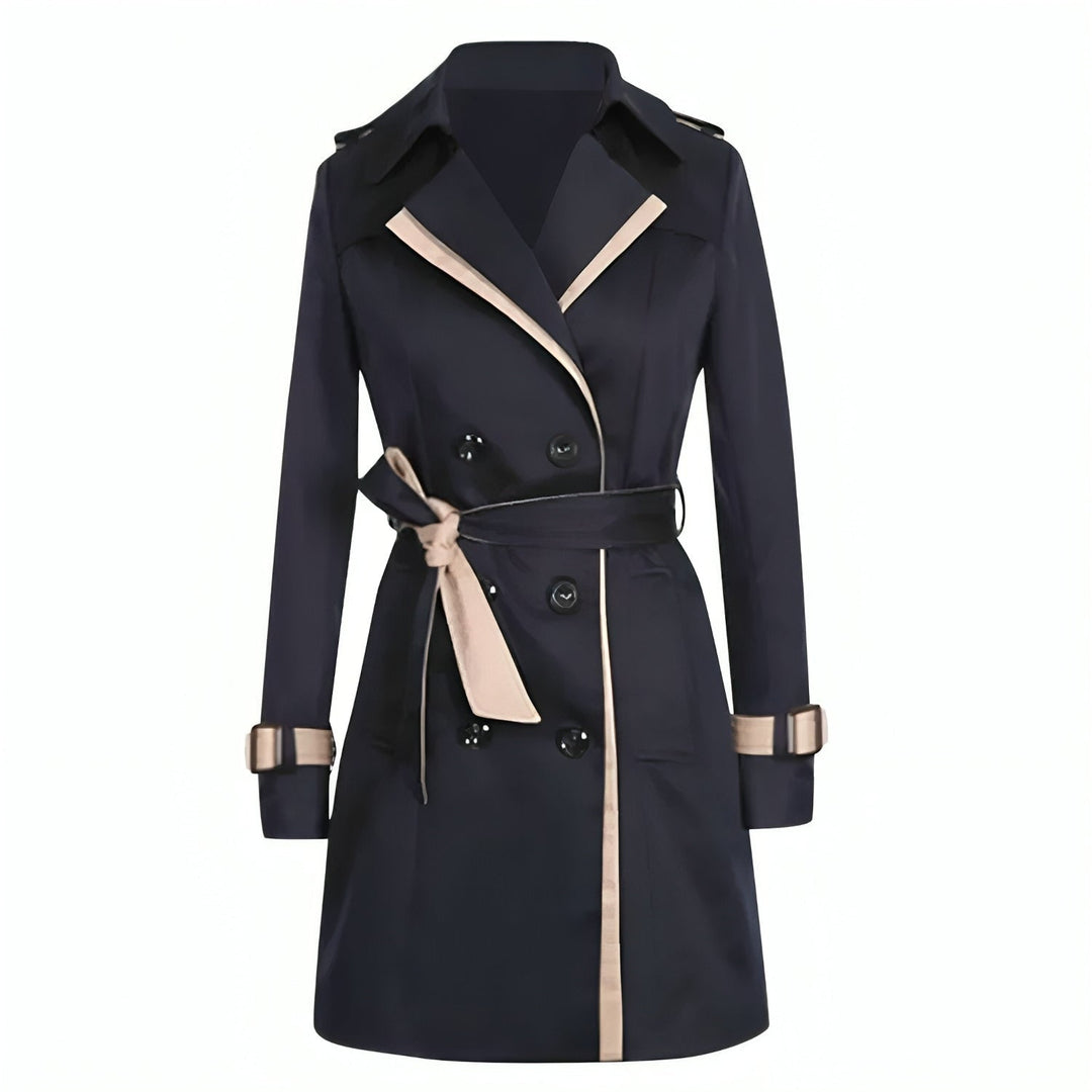 Chaqueta trench negra para mujer, ropa exterior elegante y versátil, perfecta para moda de otoño.