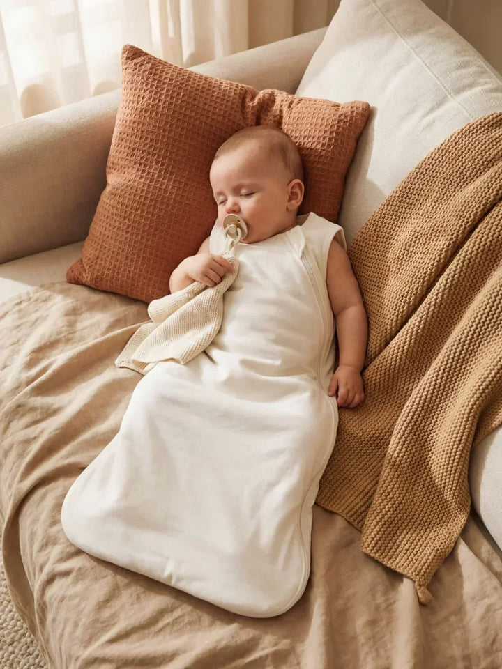 Saco de dormir bebé bambú sin mangas 1.0 TOG. Confort y seguridad para un sueño tranquilo y profundo.