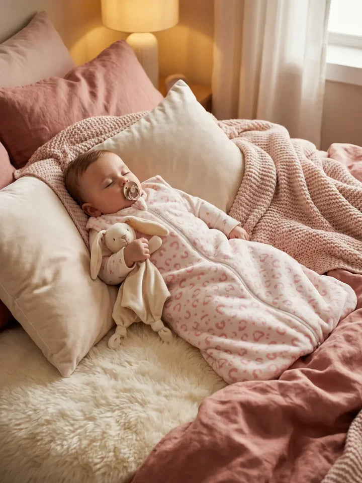 Saco de dormir de forro polar ultra suave para bebé, ideal para mantenerlo cálido y seguro.