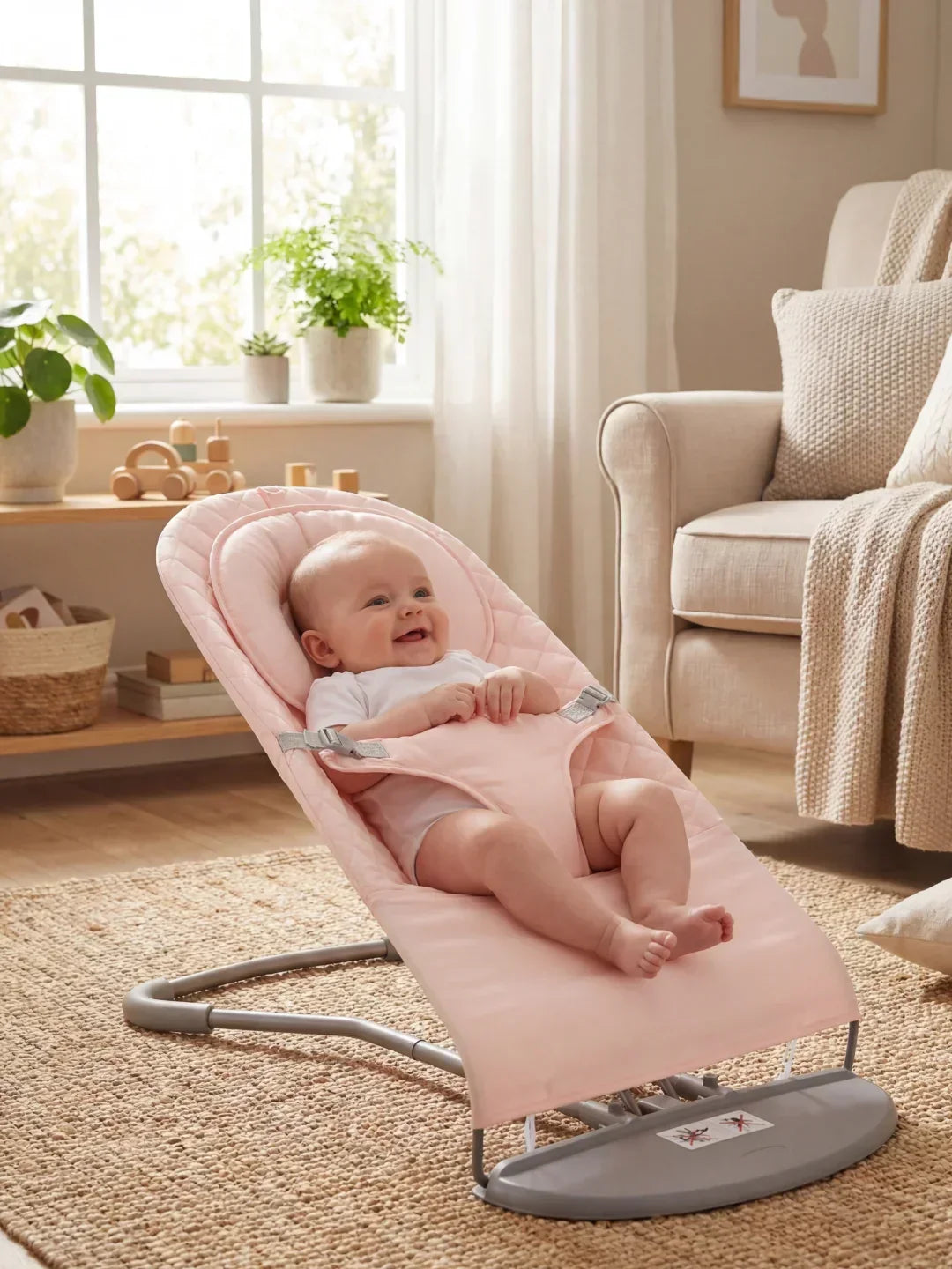 Balancín de bebé ergonómico y portátil, columpio mecedora plegable para el cuidado diario.