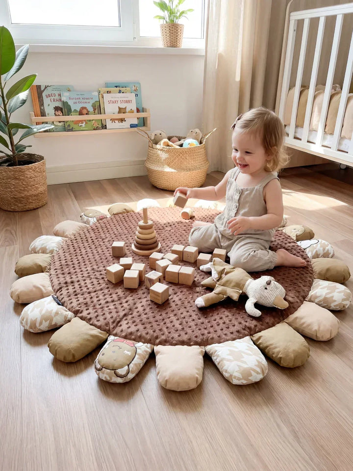 Alfombra bebe grande 120x120cm, acolchada, de algodón, para juego seguro y decoración infantil.