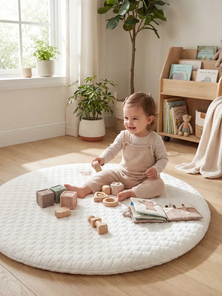 Desarrollo motor y juego seguro: Tapete de actividades de algodón para bebés.