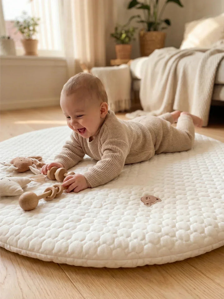 Tapete de actividades acolchado y suave para bebé, seguro para juego y desarrollo motor.