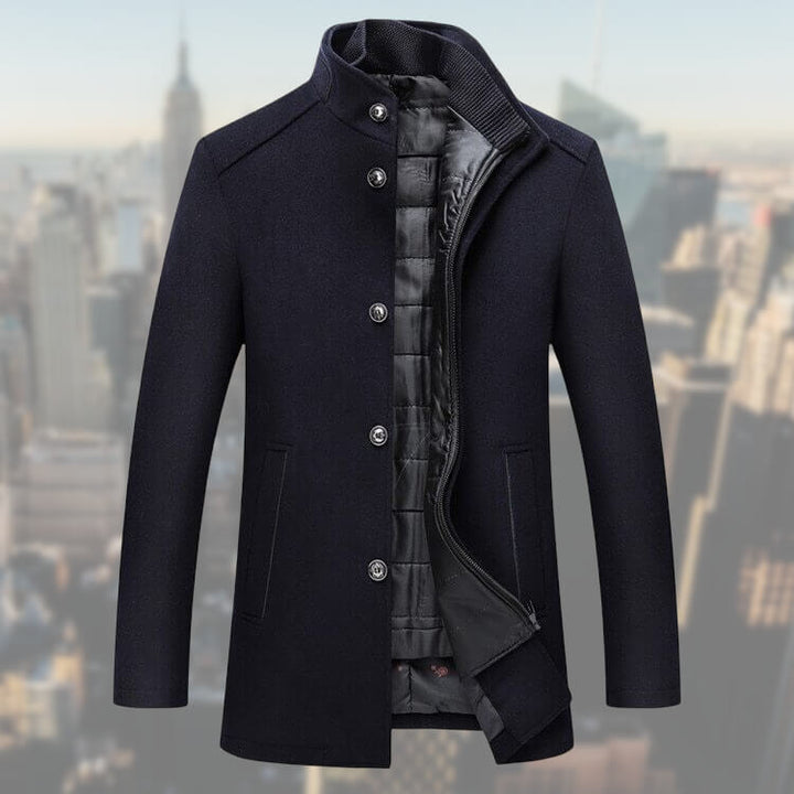 Outfit oficina: Abrigo de hombre con chaleco desmontable. Chaqueta elegante para invierno. Ropa masculina.