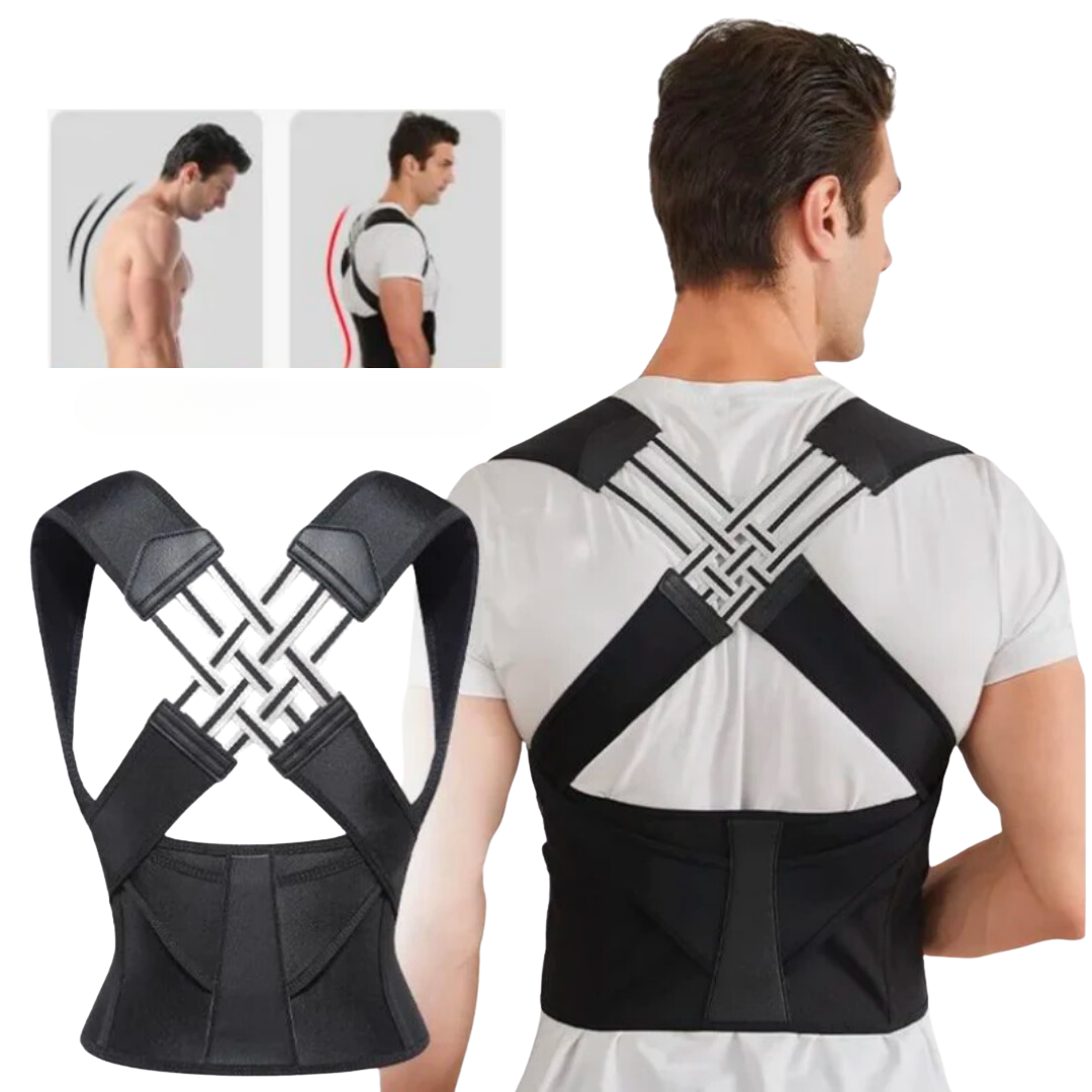 Corrector de postura unisex ergonómico. Alivio para dolor de espalda y cuello. Soporte y bienestar.