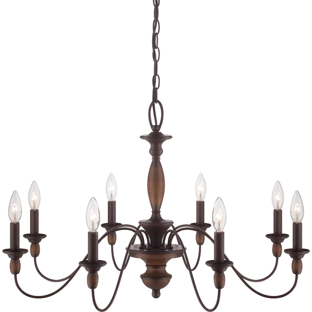 Candelabro de madera y metal para un ambiente contemporáneo en tu comedor o sala.