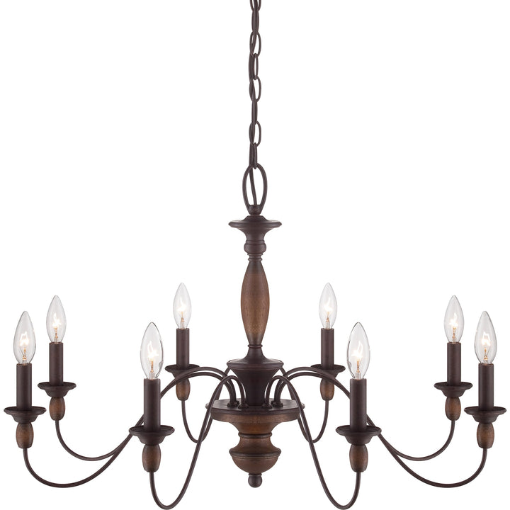 Candelabro de madera y metal para un ambiente contemporáneo en tu comedor o sala.