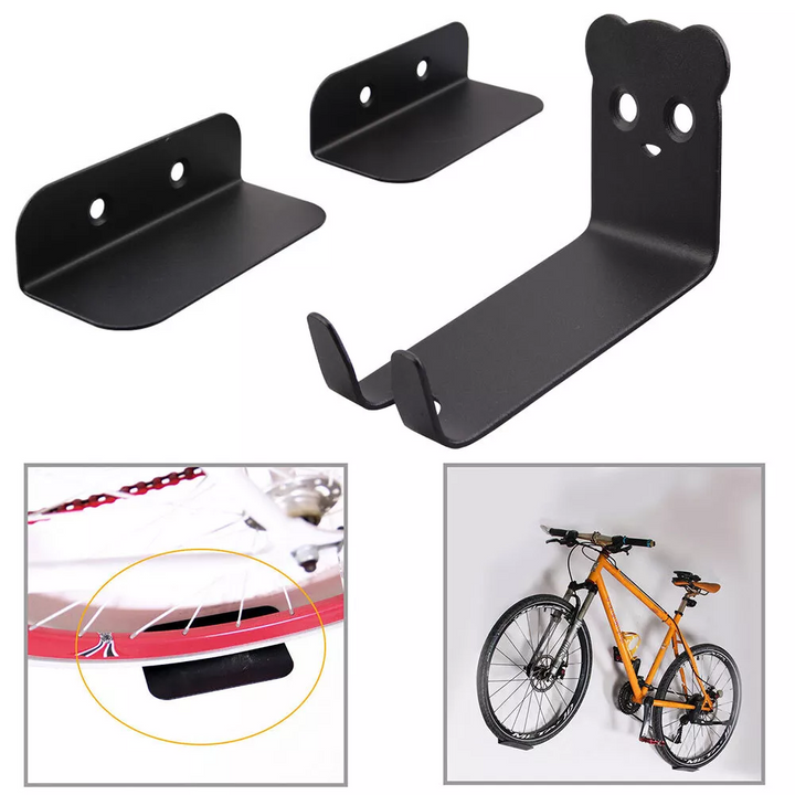 Soporte de pared para bici de acero. Fuerte gancho para colgar bicicletas, maximiza espacio.