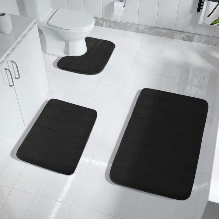 Alfombras de baño duraderas de espuma viscoelástica, juego de 3 para uso diario y seguridad prolongada.