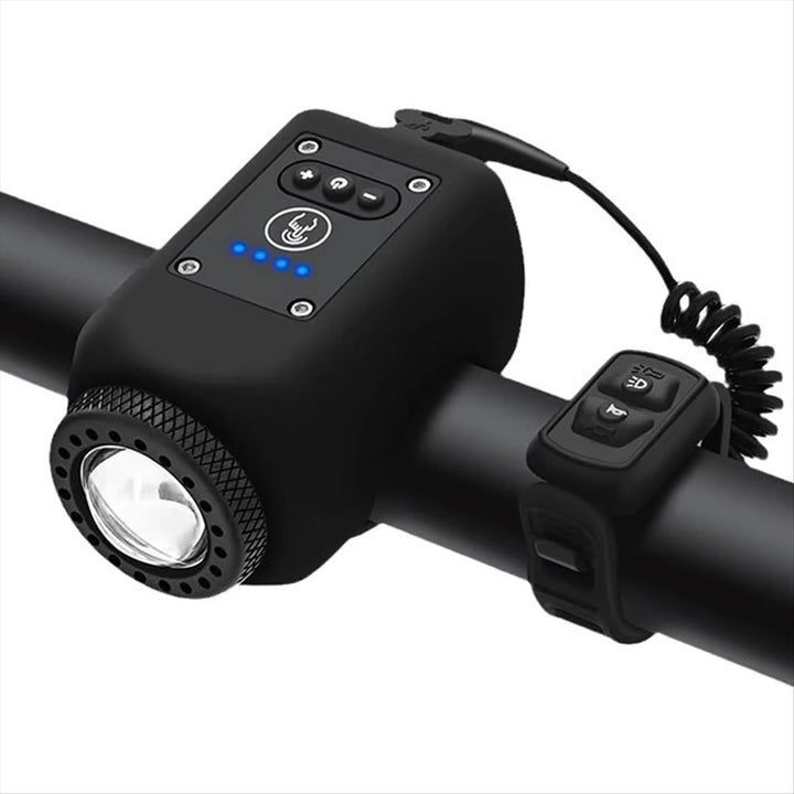 Accesorio de ciclismo: luz y bocina recargable con batería de larga duración para viajes nocturnos seguros.