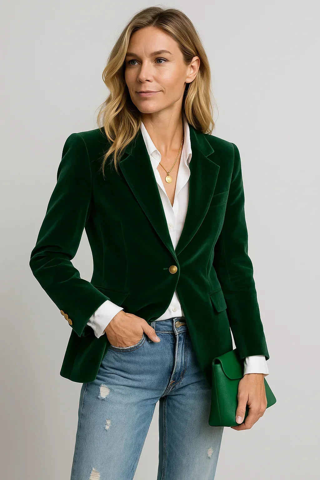Blazer elegante mujer ajustado, ideal para oficina o eventos formales. Disponible en varios colores.