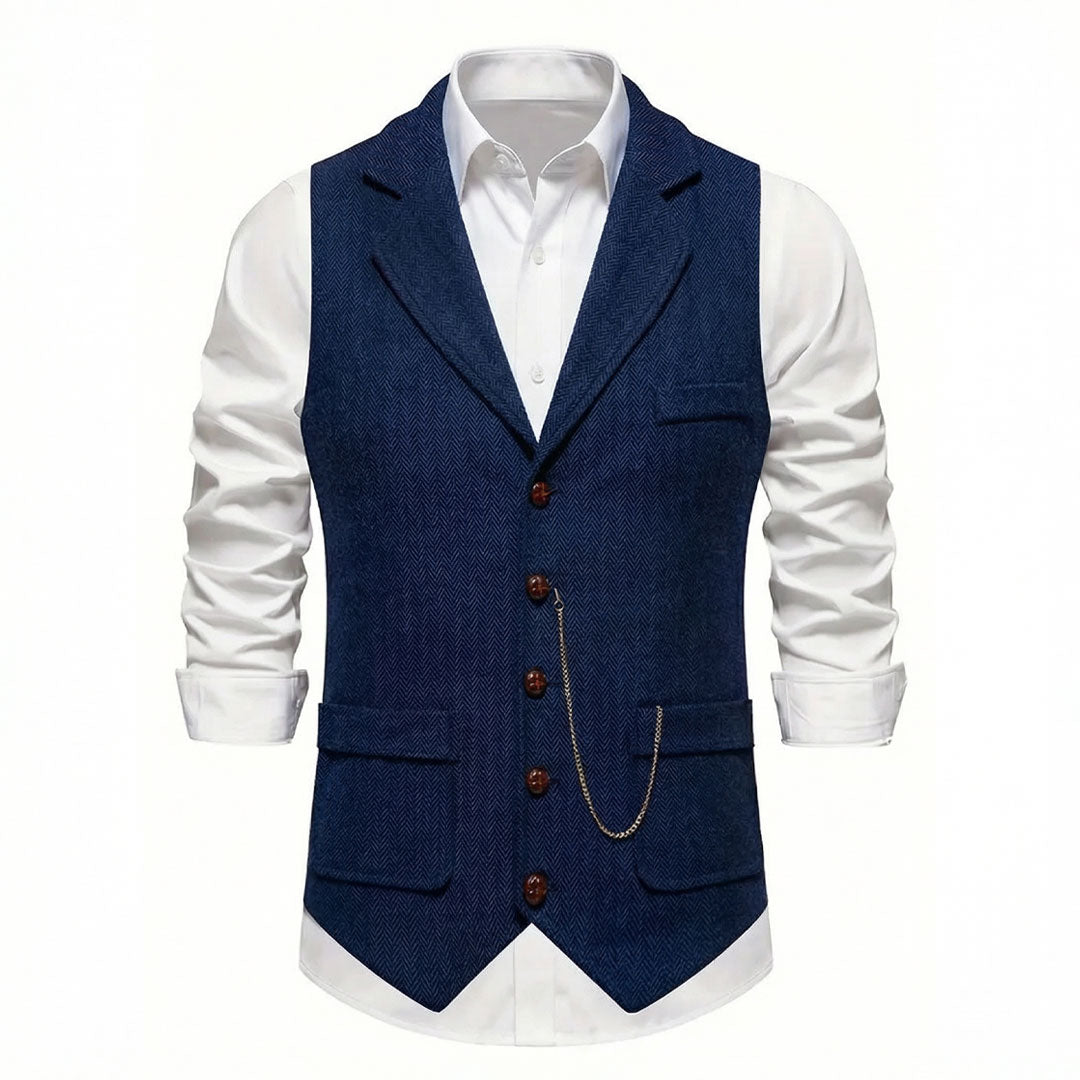 Chaleco de moda masculina, estilo smart casual, sin mangas y muy cómodo.