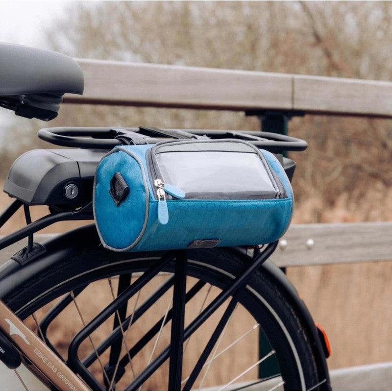 Almacenamiento compacto: Bolsa manillar de ciclismo para llaves, cartera y smartphone.