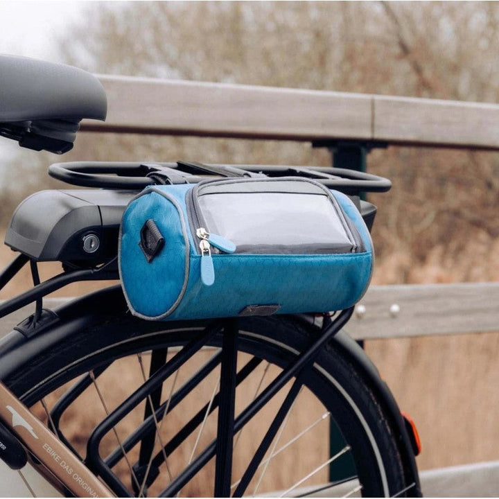Almacenamiento compacto: Bolsa manillar de ciclismo para llaves, cartera y smartphone.