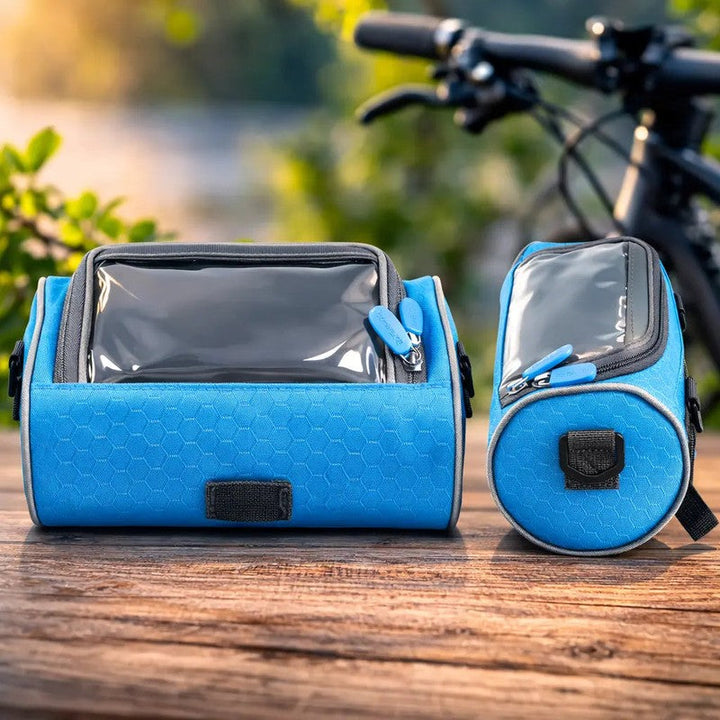 Bolsa para manillar de bicicleta, con pantalla táctil para GPS y aplicaciones de ruta.