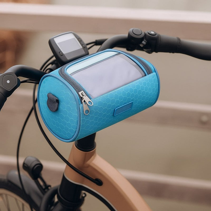 Manillar bici: Bolsa multifuncional con ventana transparente para uso de smartphone.